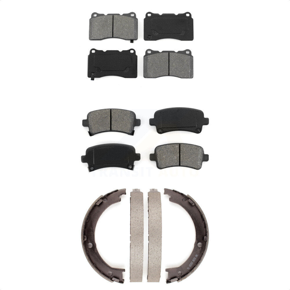 Semi-Metallic Brake Pads And Parking Shoes Front Rear Kit For Cadillac XTS