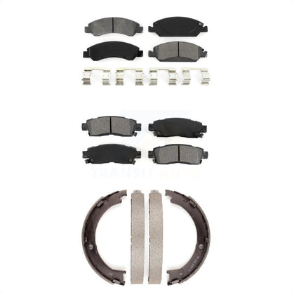 Semi-Metallic Brake Pads And Parking Shoes Front Rear Kit For Cadillac XTS