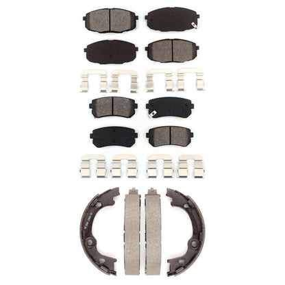 Semi-Metallic Brake Pads And Parking Shoes Front Rear Kit For Hyundai Elantra