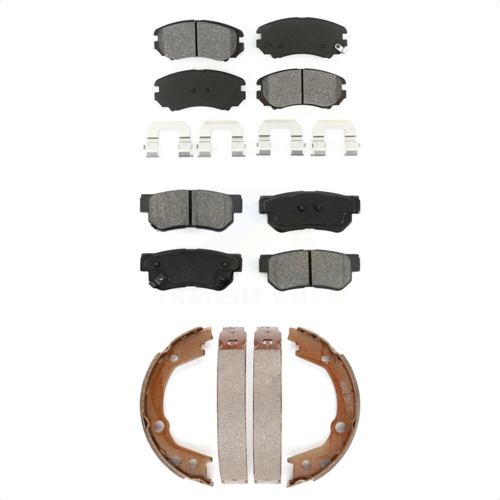 Semi-Metallic Brake Pads Parking Shoes Front Rear Kit For Hyundai Elantra Tucson