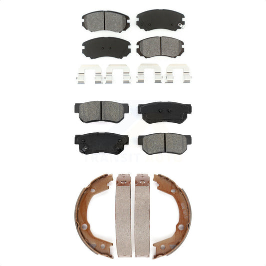 Semi-Metallic Brake Pads Parking Shoes Front Rear Kit For Hyundai Elantra Tucson