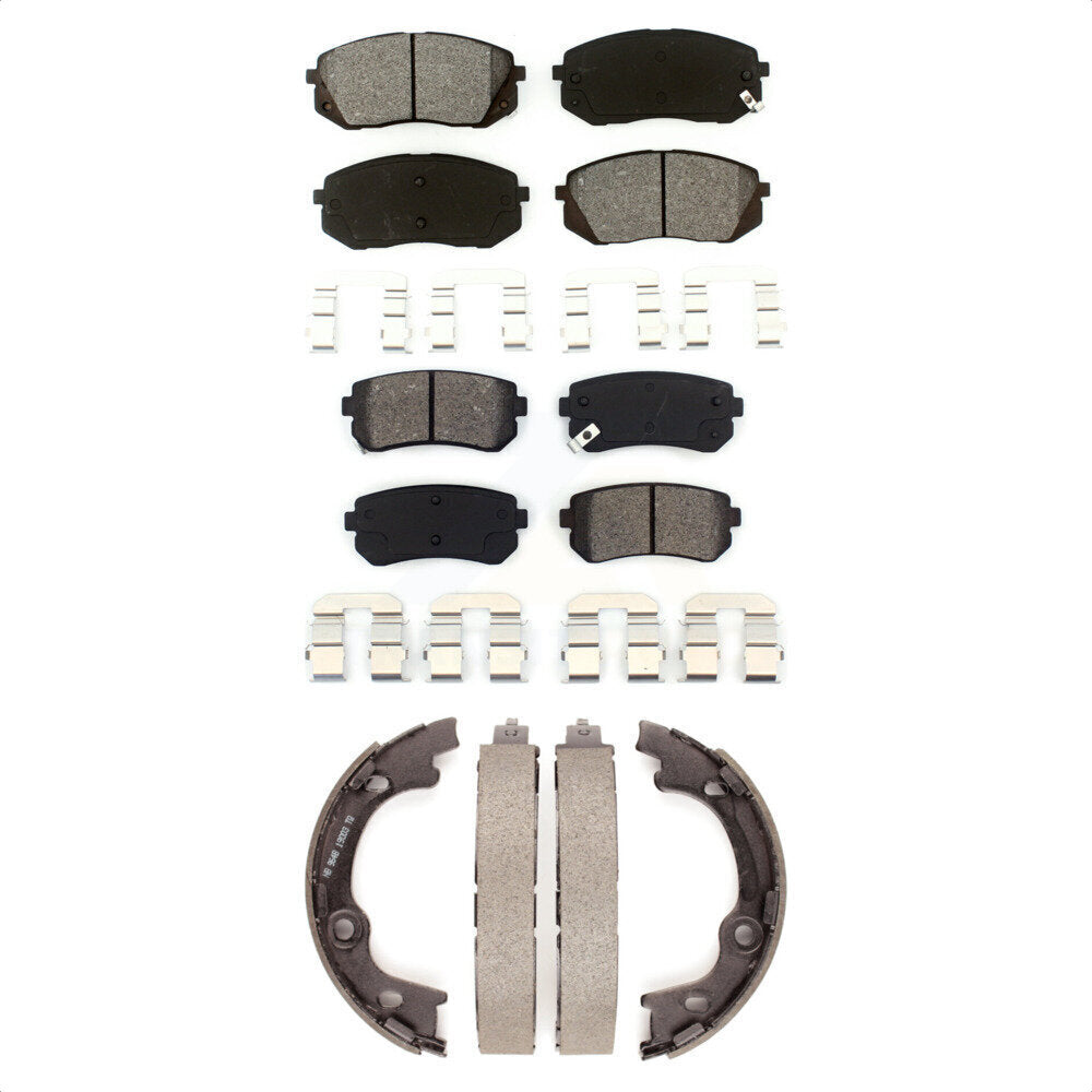 Semi-Metallic Brake Pads And Parking Shoes Front Rear Kit For Hyundai Tucson FWD