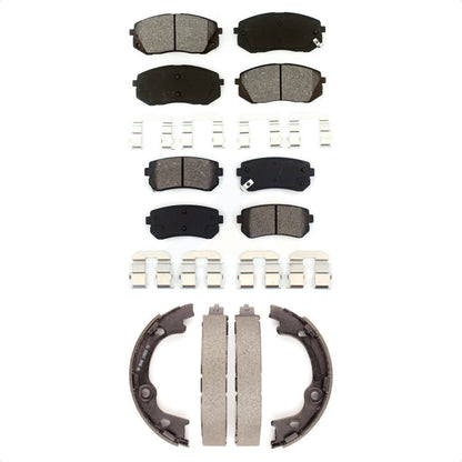 Semi-Metallic Brake Pads And Parking Shoes Front Rear Kit For Hyundai Tucson FWD