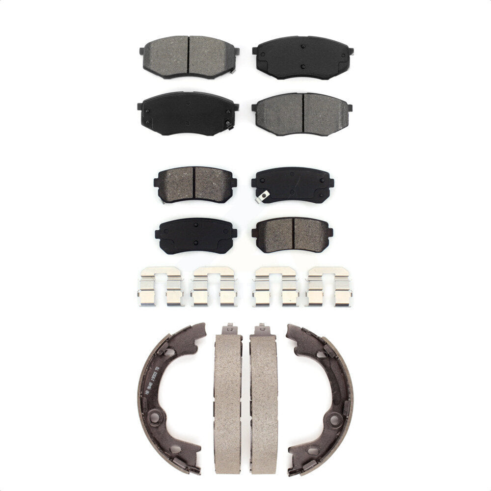 Semi-Metallic Brake Pads And Parking Shoes Front Rear Kit For Hyundai Tucson FWD