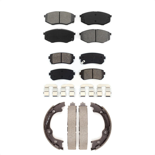 Semi-Metallic Brake Pads And Parking Shoes Front Rear Kit For Hyundai Tucson FWD