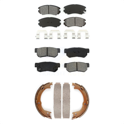 Semi-Metallic Brake Pads And Parking Shoes Front Rear Kit For Hyundai Azera