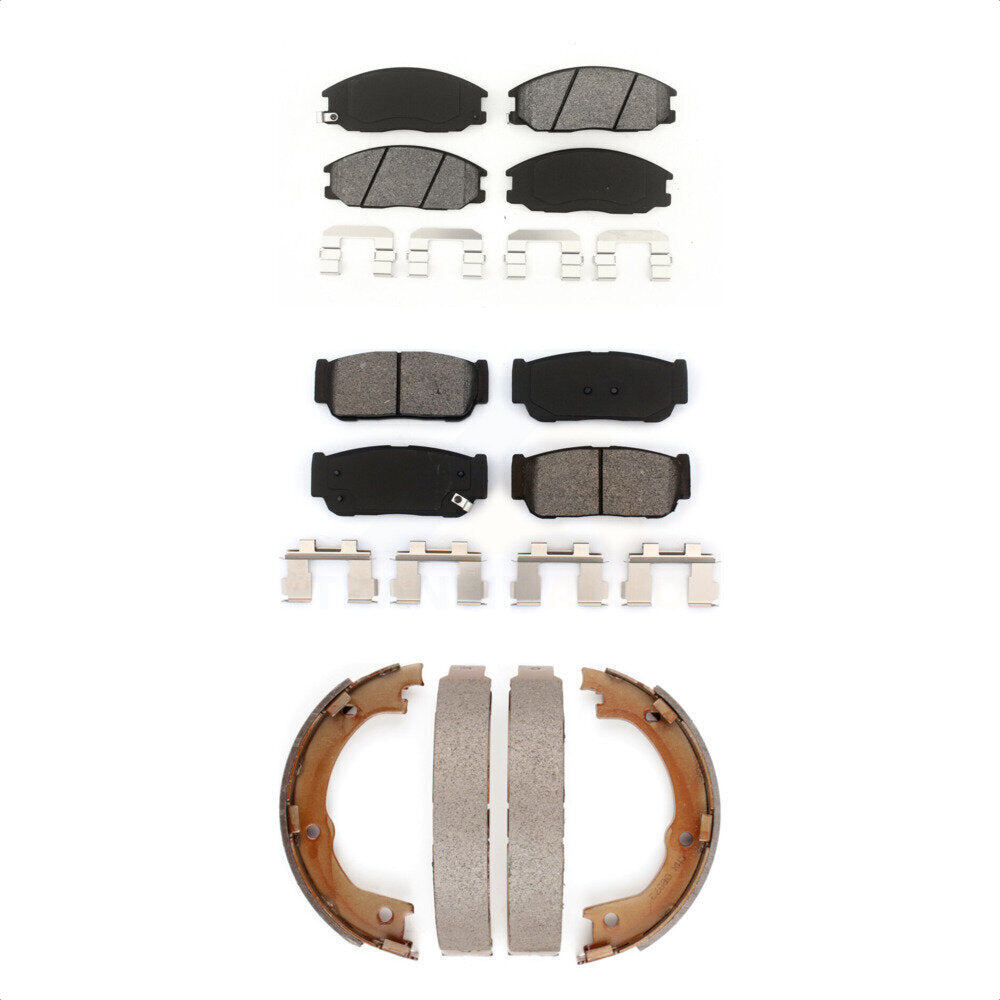 Semi-Metallic Brake Pads & Parking Shoe Front Rear Kit For 2003-2009 Kia Sorento