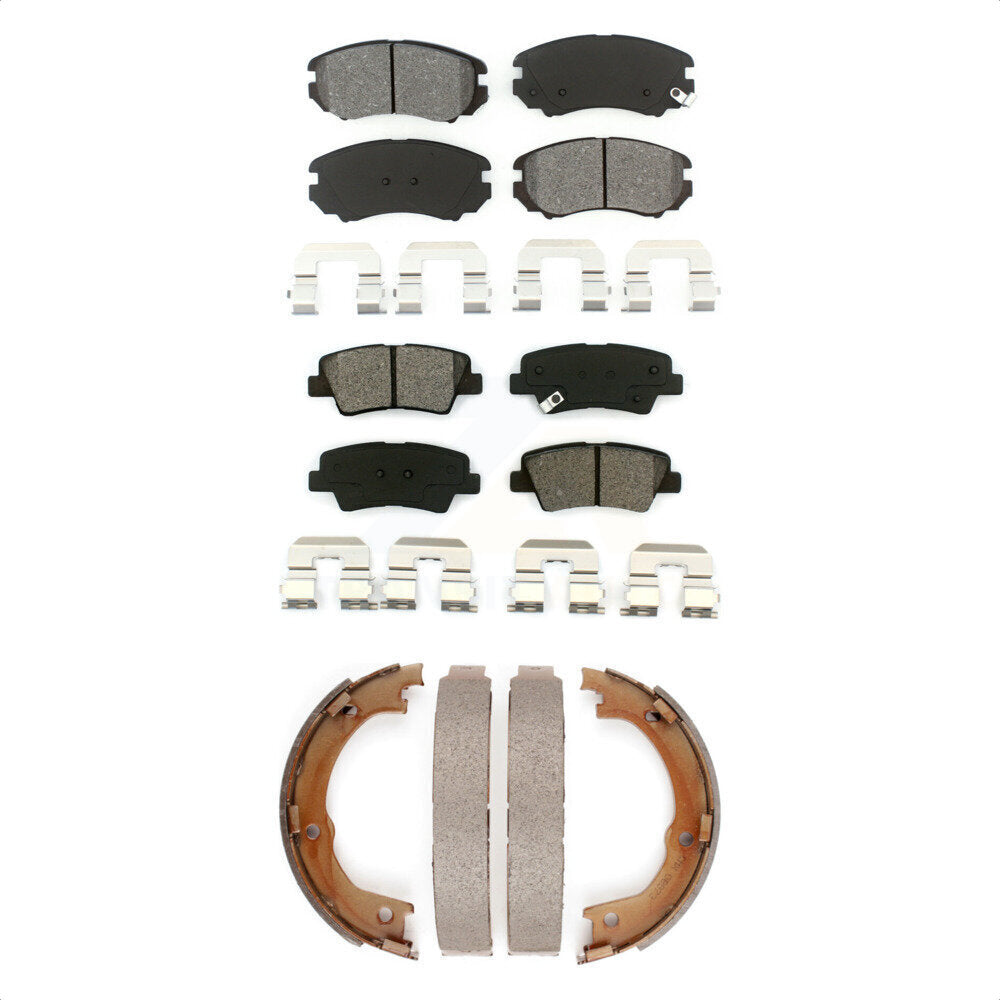 Semi-Metallic Brake Pads And Parking Shoes Front Rear Kit For Kia Amanti Hyundai