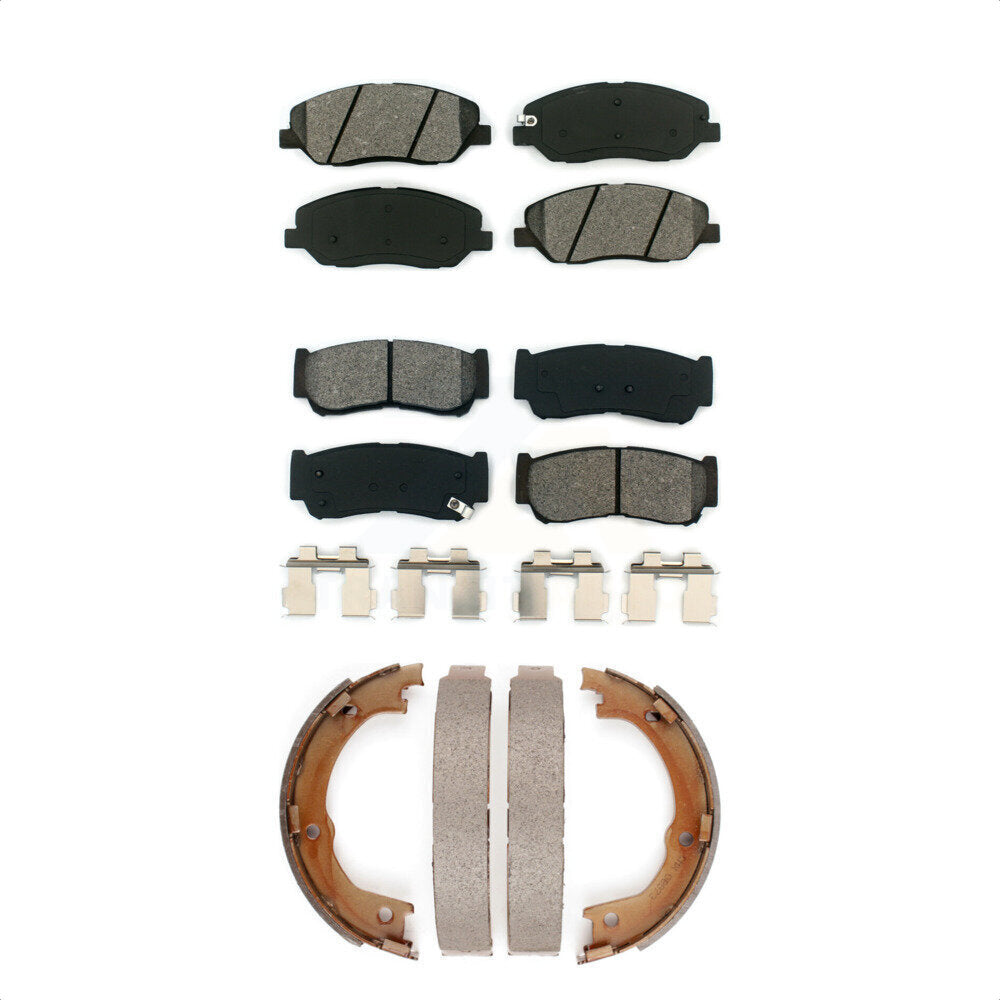 Semi-Metallic Brake Pads Parking Shoes Front Rear Kit For 07-09 Hyundai Santa Fe