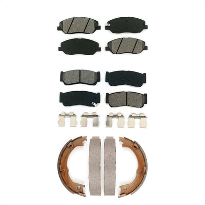 Semi-Metallic Brake Pads Parking Shoes Front Rear Kit For 07-09 Hyundai Santa Fe