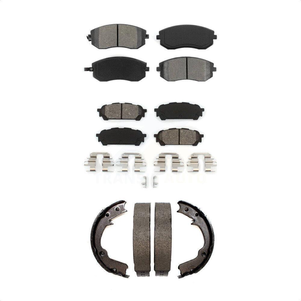 Semi-Metallic Brake Pads Parking Shoe Front Rear Kit For Subaru Impreza Forester