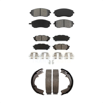 Semi-Metallic Brake Pads Parking Shoe Front Rear Kit For Subaru Impreza Forester
