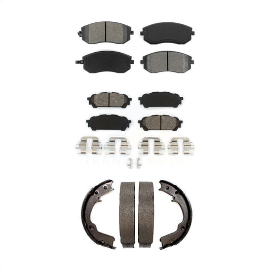 Semi-Metallic Brake Pads Parking Shoe Front Rear Kit For Subaru Impreza Forester