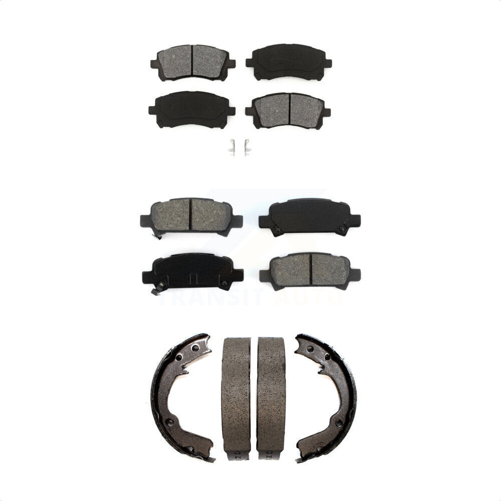 Semi-Metallic Brake Pads Parking Shoe Front Rear Kit For Subaru Impreza Forester