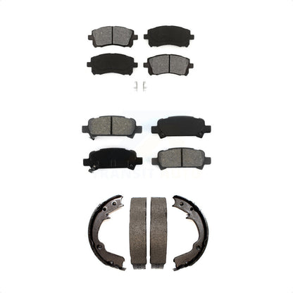 Semi-Metallic Brake Pads Parking Shoe Front Rear Kit For Subaru Impreza Forester