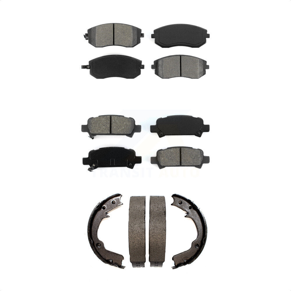 Semi-Metallic Brake Pads Parking Shoe Front Rear Kit For Subaru Impreza Forester