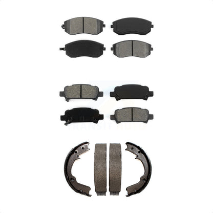 Semi-Metallic Brake Pads Parking Shoe Front Rear Kit For Subaru Impreza Forester
