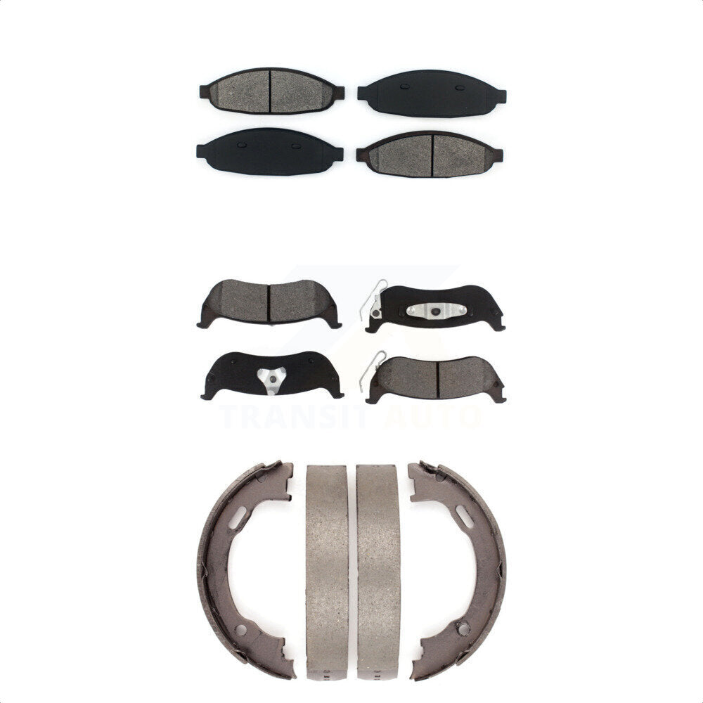 Semi-Metallic Brake Pads Parking Shoe Front Rear Kit For 04-08 Chrysler Pacifica