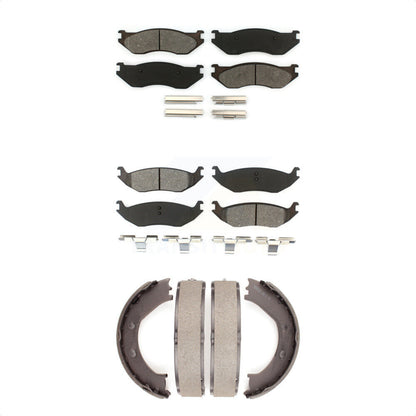 Semi-Metallic Brake Pads Parking Shoes Front Rear Kit For Dodge Ram 1500 Durango