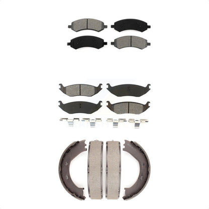 Semi-Metallic Brake Pads Parking Shoe Front Rear Kit For Dodge Ram 1500 Chrysler