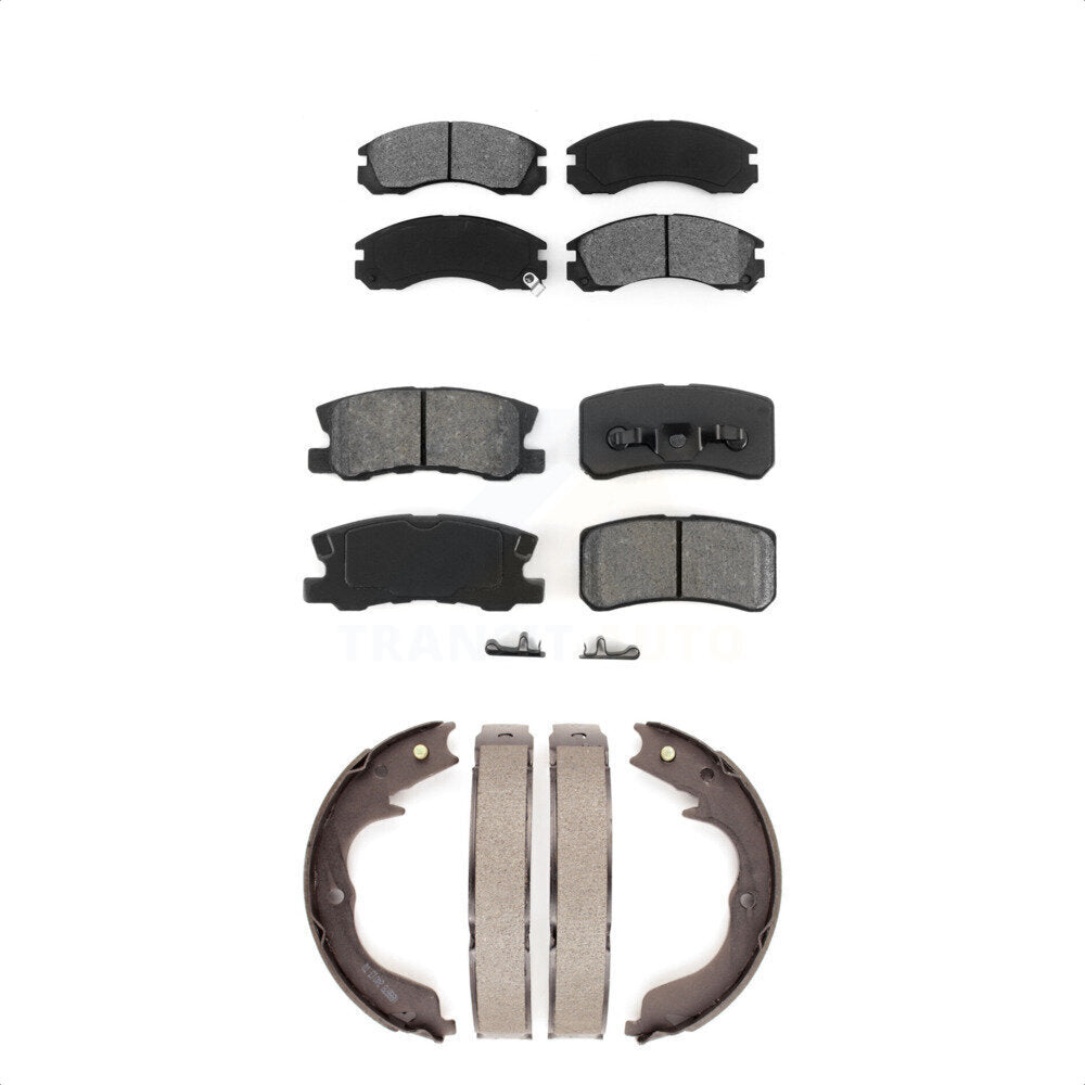 Semi-Metallic Brake Pads And Parking Shoes Front Rear Kit For Mitsubishi Lancer