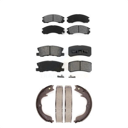 Semi-Metallic Brake Pads And Parking Shoes Front Rear Kit For Mitsubishi Lancer