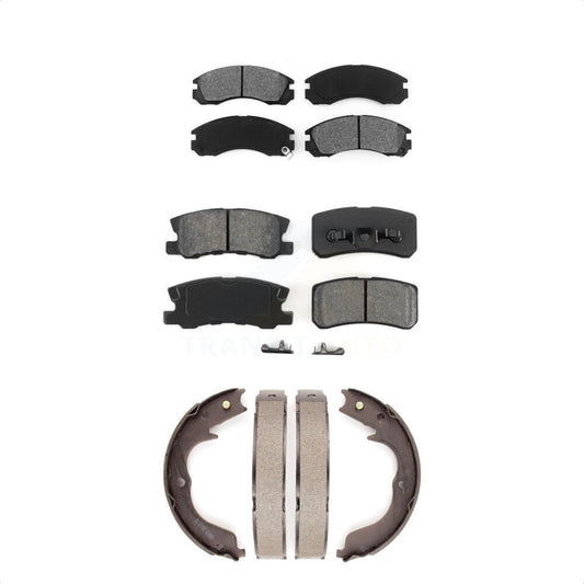 Semi-Metallic Brake Pads And Parking Shoes Front Rear Kit For Mitsubishi Lancer
