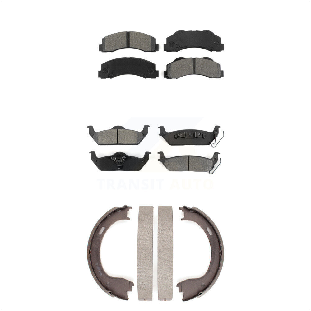 Semi-Metallic Brake Pads & Parking Shoes Front Rear Kit For 2010-2011 Ford F-150
