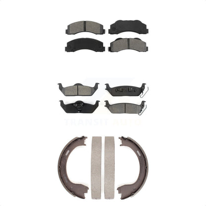 Semi-Metallic Brake Pads & Parking Shoes Front Rear Kit For 2010-2011 Ford F-150