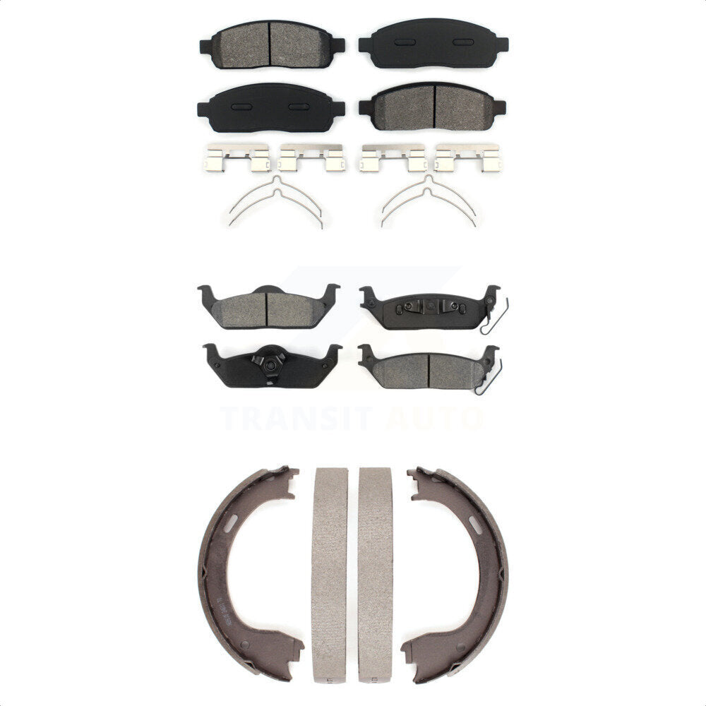 Semi-Metallic Brake Pads And Parking Shoes Front Rear Kit For 2009 Ford F-150