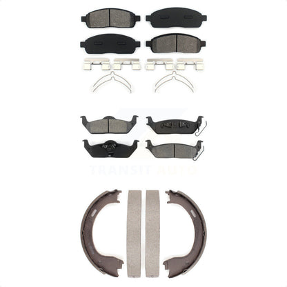 Semi-Metallic Brake Pads And Parking Shoes Front Rear Kit For 2009 Ford F-150
