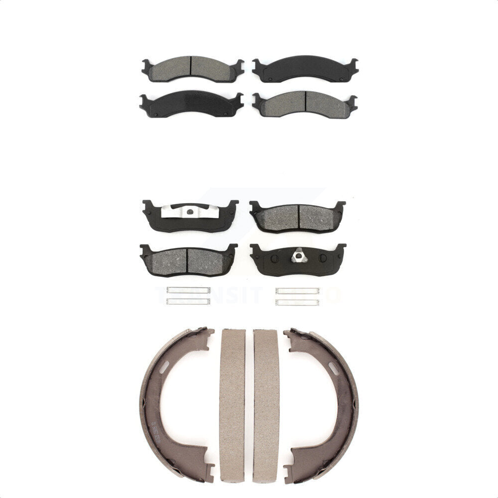 Semi-Metallic Brake Pads And Parking Shoes Front Rear Kit For Ford F-250
