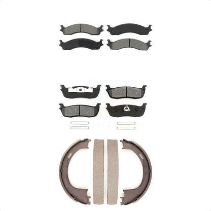 Semi-Metallic Brake Pads And Parking Shoes Front Rear Kit For Ford F-250