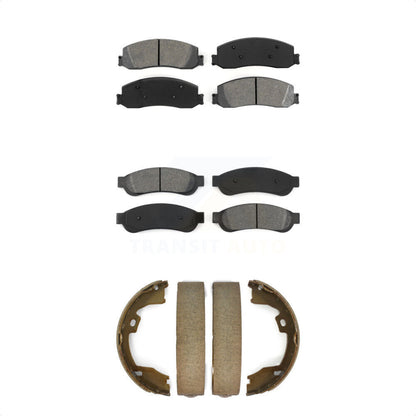 Semi-Metallic Brake Pads & Parking Shoe Front Rear Kit For Ford F-250 Super Duty