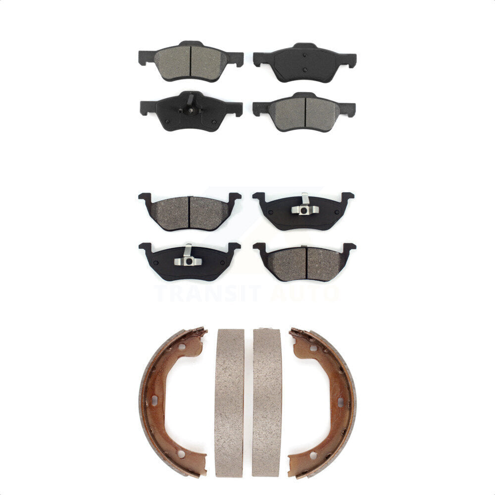 Semi-Metallic Brake Pads And Parking Shoe Front Rear Kit For Ford Escape Mercury