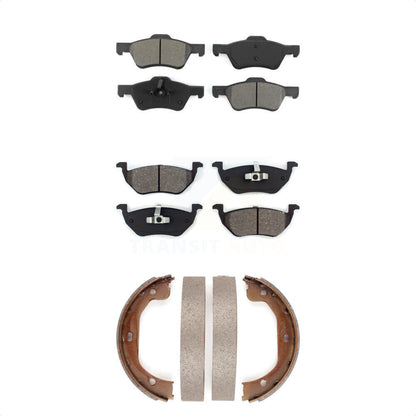 Semi-Metallic Brake Pads And Parking Shoe Front Rear Kit For Ford Escape Mercury