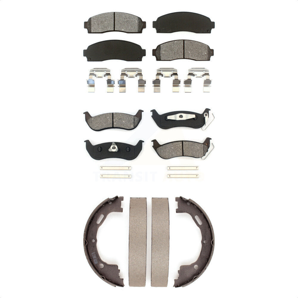 Semi-Metallic Brake Pads Parking Shoe Front Rear Kit For Ford Ranger Mazda B2300