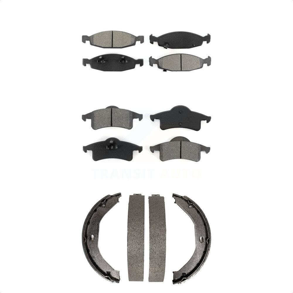 Semi-Metallic Brake Pads And Parking Shoe Front Rear Kit For Jeep Grand Cherokee