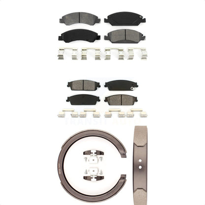Semi-Metallic Brake Pads Parking Shoe Front Rear Kit For GMC Chevrolet Sierra XL