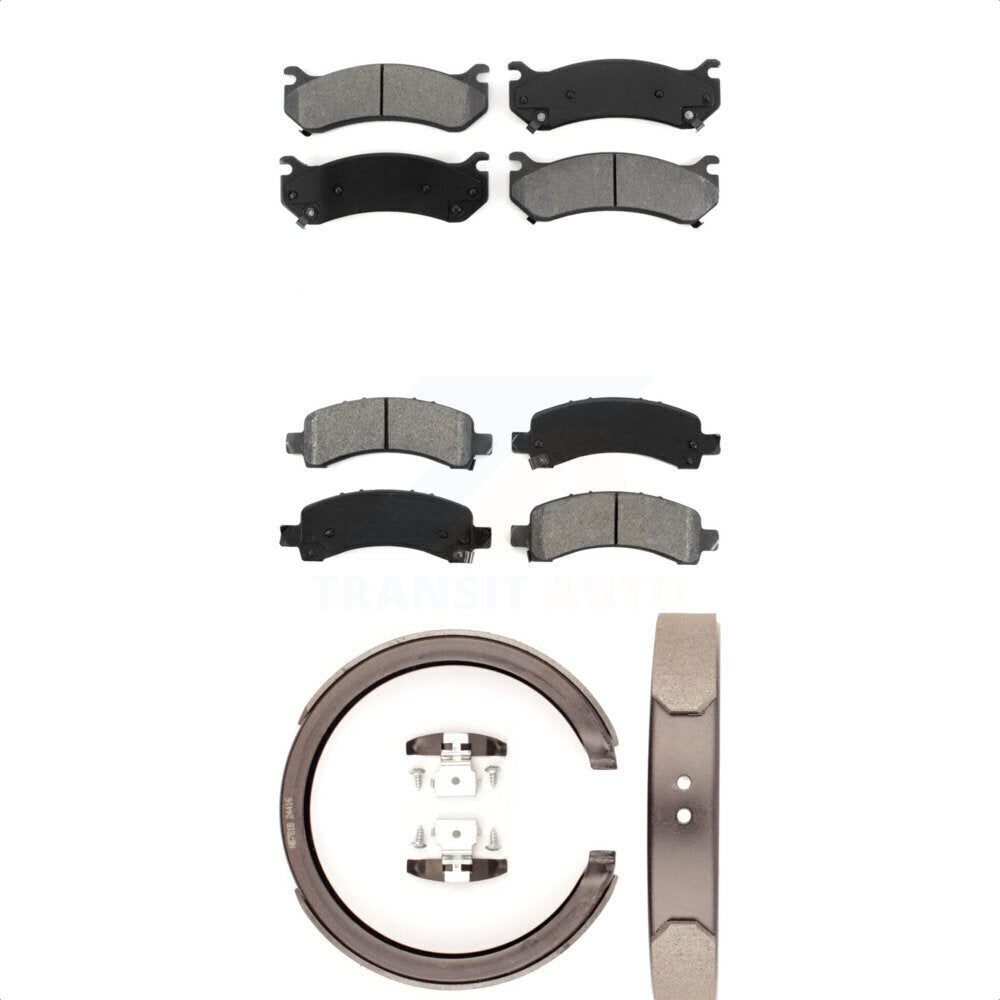 Semi-Metallic Brake Pads Parking Shoe Front Rear Kit For Chevrolet Avalanche GMC