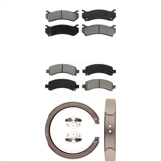 Semi-Metallic Brake Pads Parking Shoe Front Rear Kit For Chevrolet Avalanche GMC