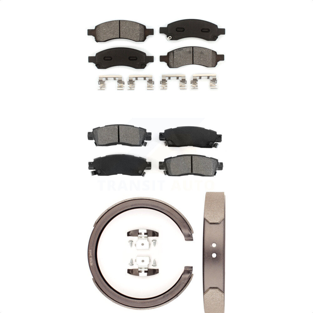 Semi-Metallic Brake Pads & Parking Shoe Front Rear Kit For Chevrolet Trailblazer