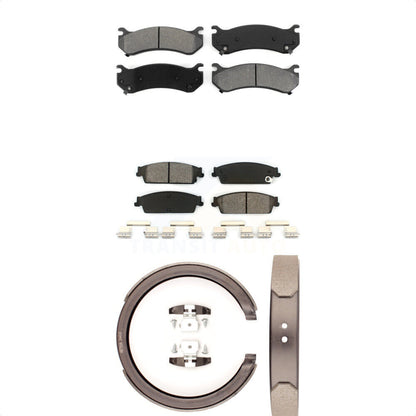 Semi-Metallic Brake Pads And Parking Shoes Front Rear Kit For