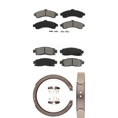 Semi-Metallic Brake Pads Parking Shoes Front Rear Kit For GMC Chevrolet Envoy XL