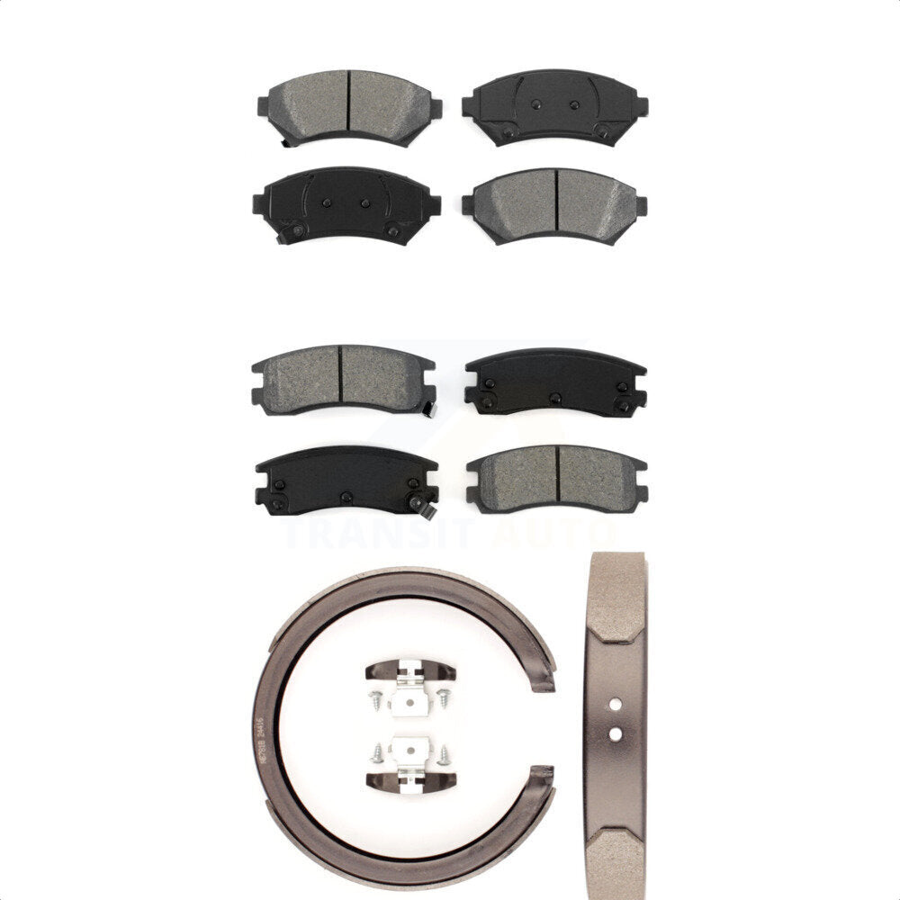 Semi-Metallic Brake Pads And Parking Shoes Front Rear Kit For Cadillac DeVille