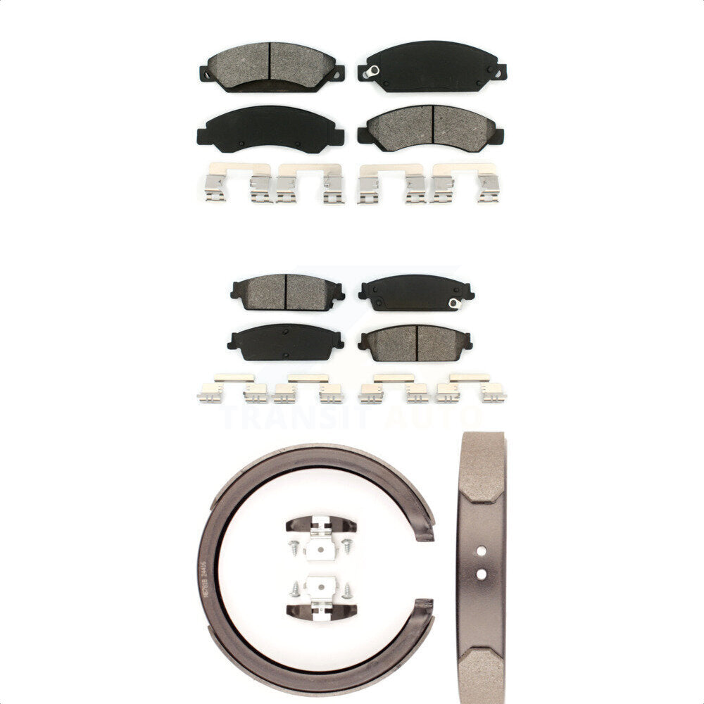 Semi-Metallic Brake Pads Parking Shoe Front Rear Kit For Chevrolet Avalanche GMC