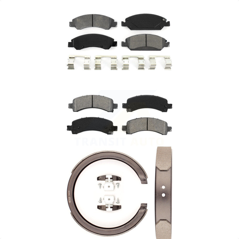 Semi-Metallic Brake Pads Parking Shoes Front Rear Kit For Chevrolet Express 1500