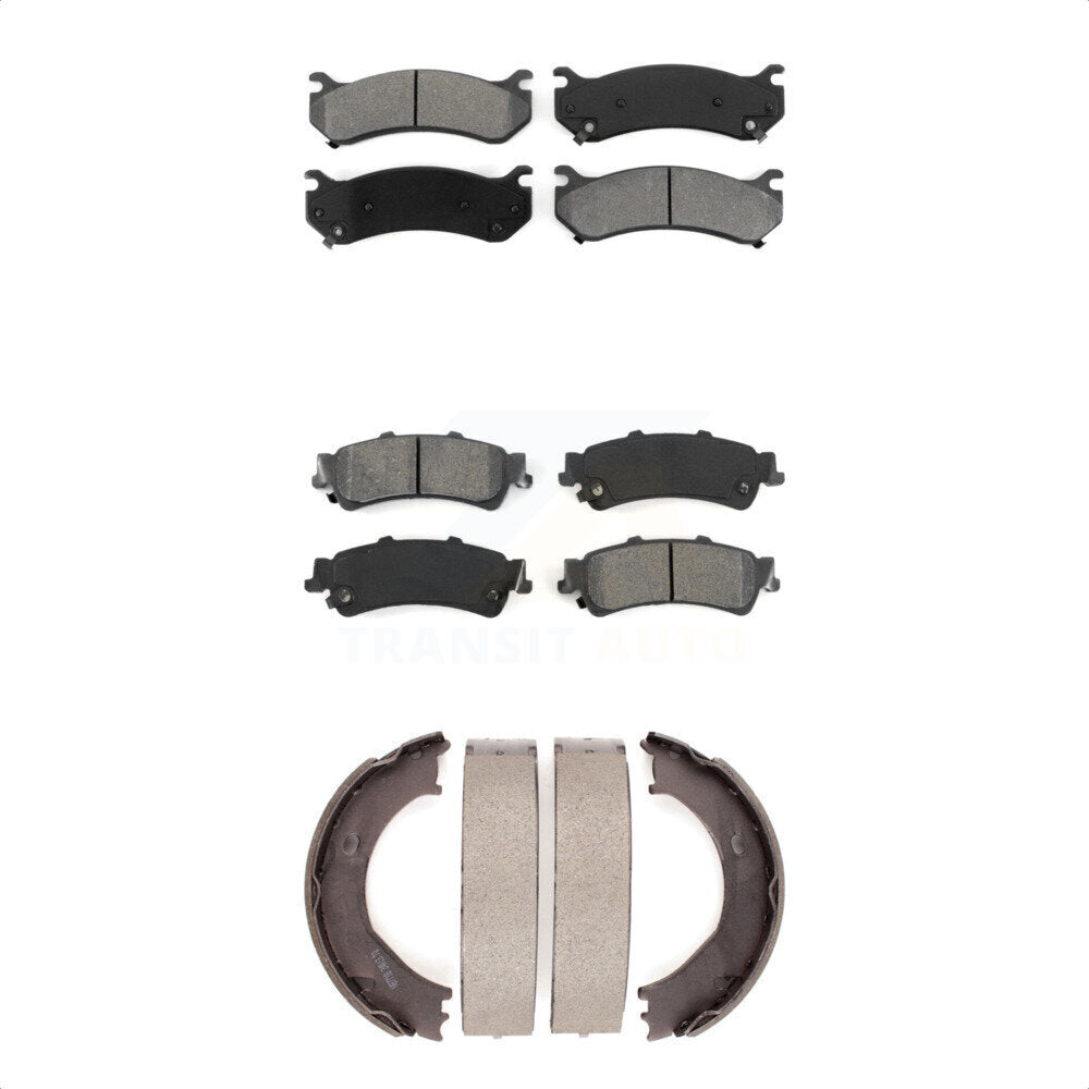 Semi-Metallic Brake Pads Parking Shoe Front Rear Kit For Chevrolet Silverado GMC