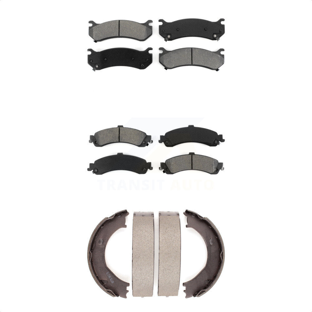 Semi-Metallic Brake Pads Parking Shoe Front Rear Kit For Chevrolet Silverado GMC