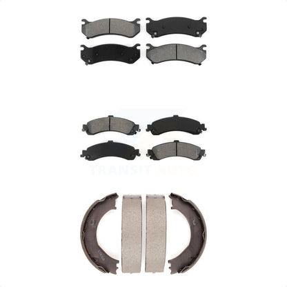 Semi-Metallic Brake Pads Parking Shoe Front Rear Kit For Chevrolet Silverado GMC
